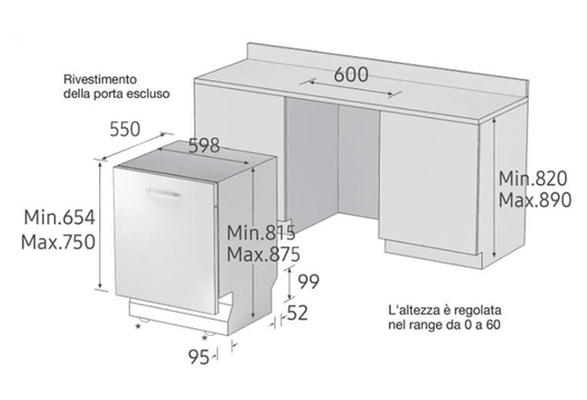 SAMSUNG DW60A8050BB/ET* Lavalouzas encastrable, 59,8 cm, clase C