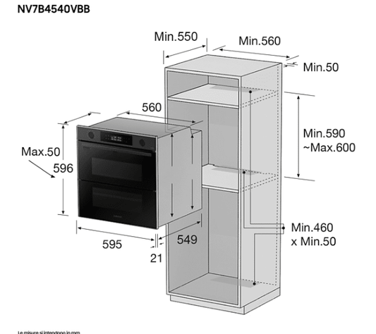 Samsung NV7B4540VBB/U5 construído en forno, clase A+
